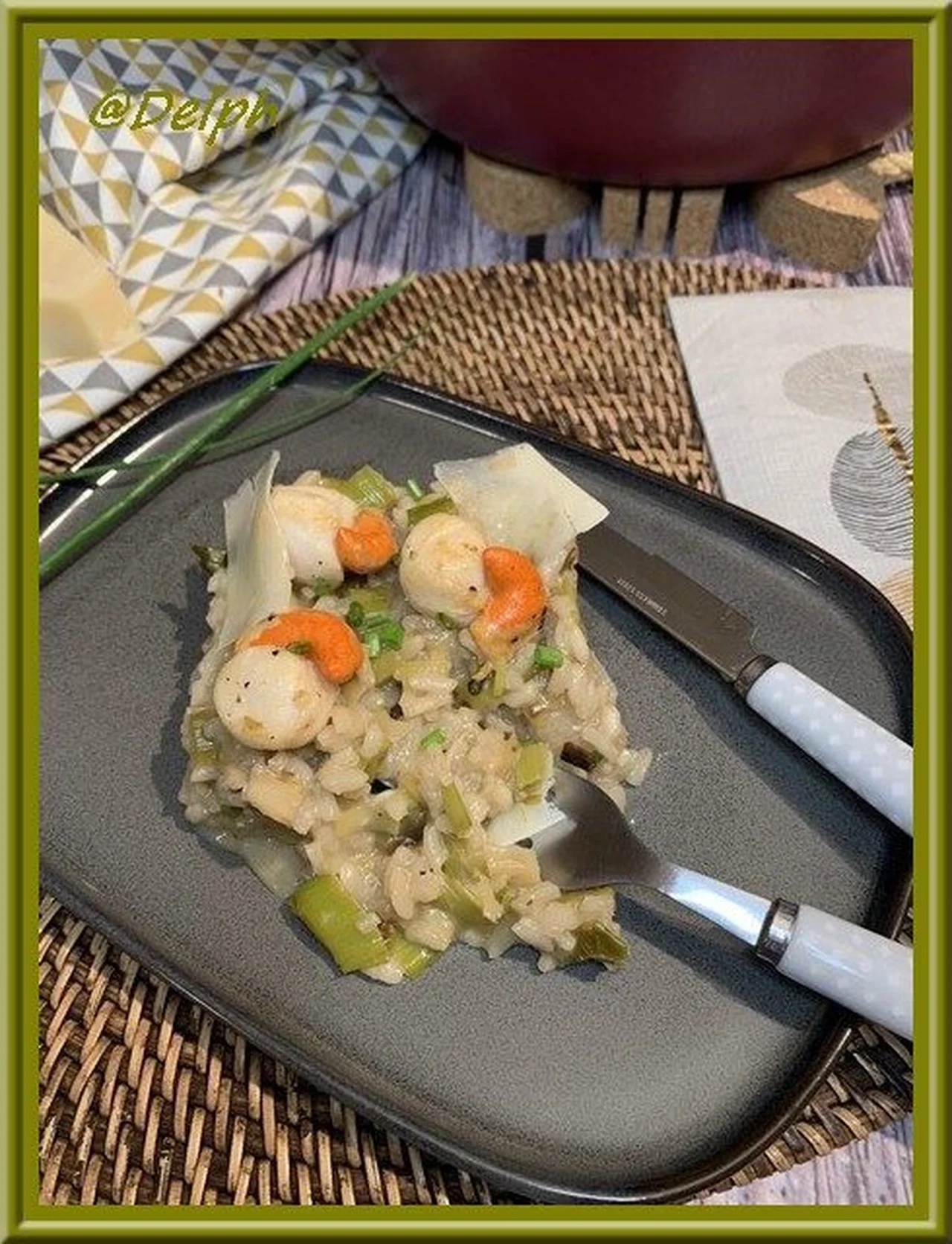 Risotto de poireaux aux saint-jacques