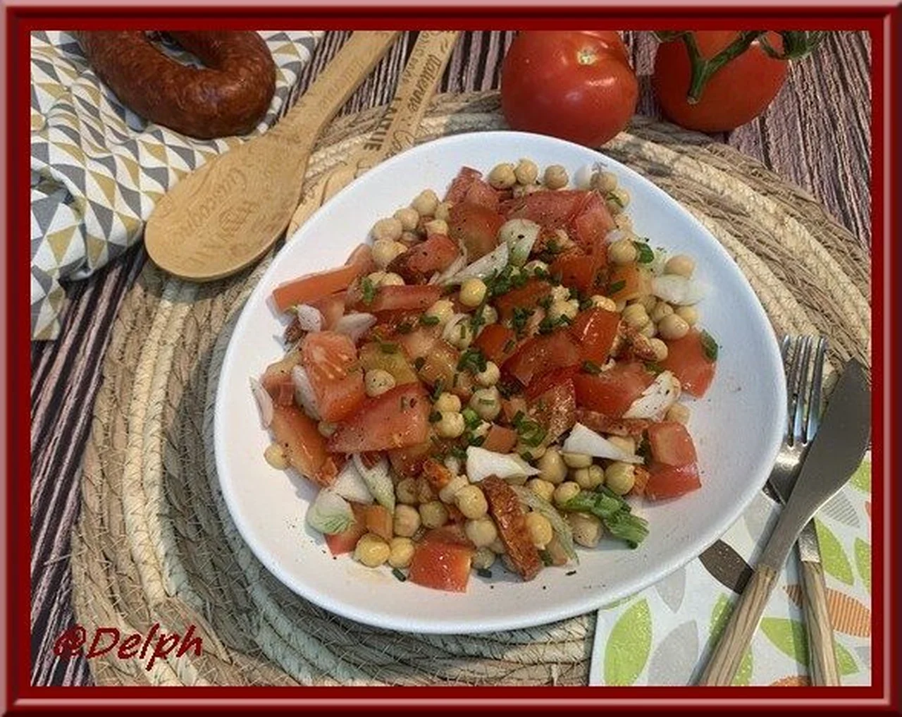 Salade de pois chiche, tomate et chorizo