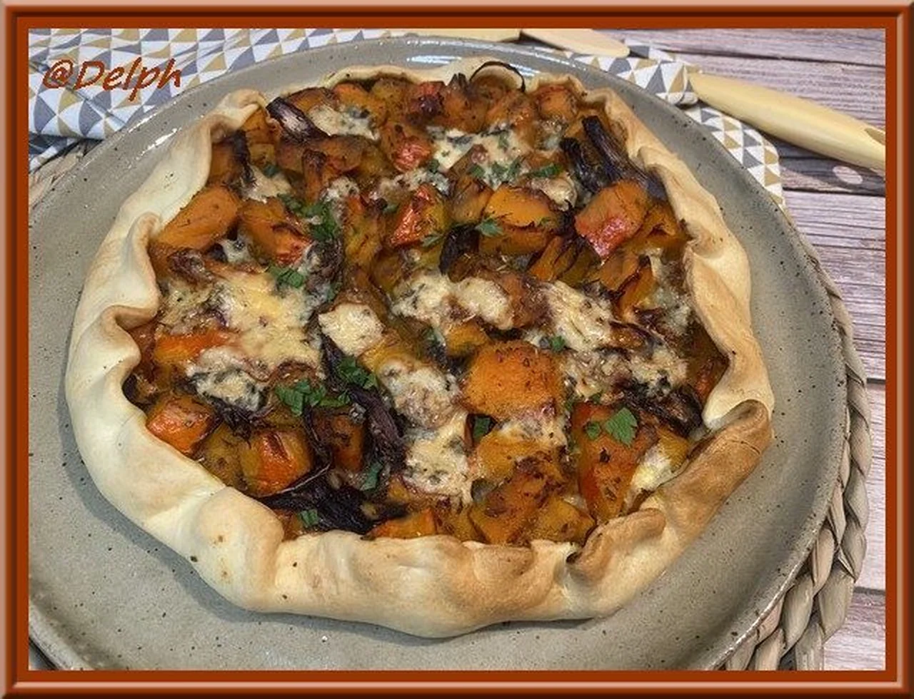 Tarte rustique potimarron et fourme d'Ambert