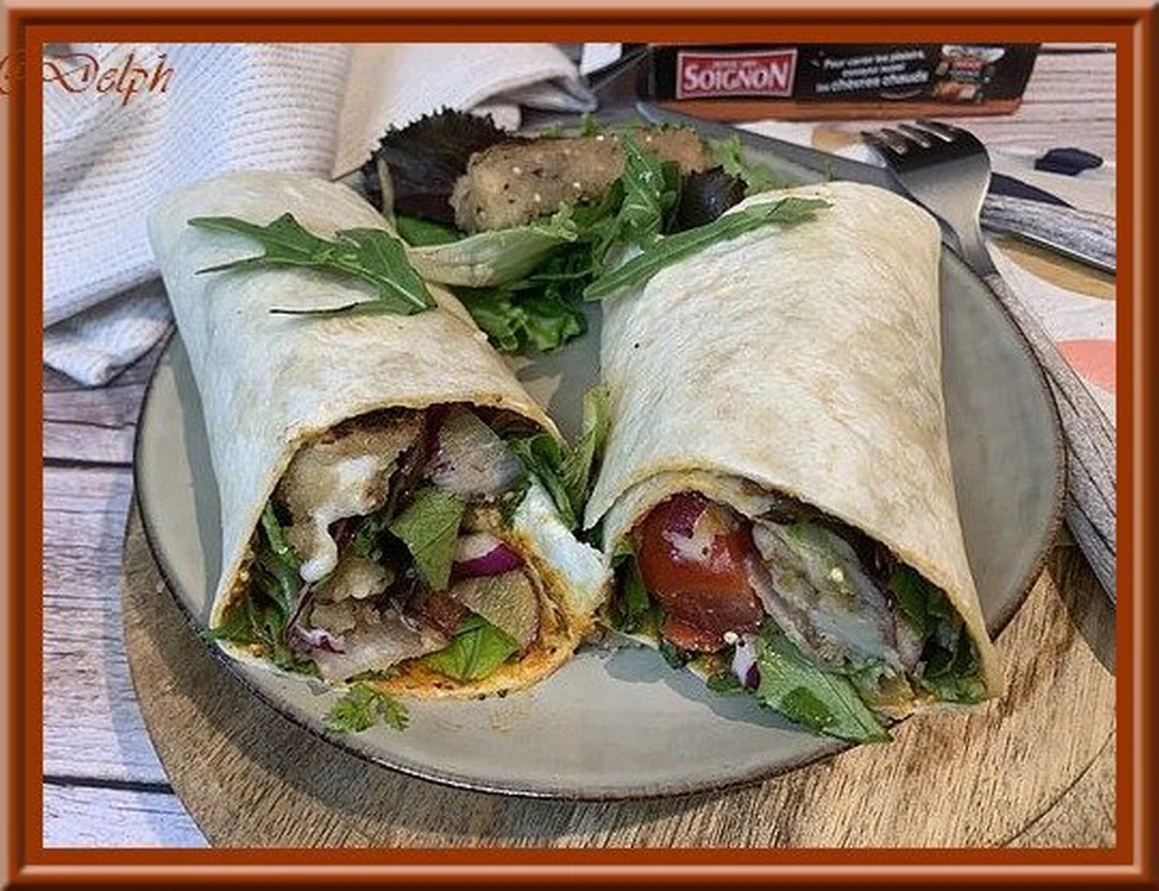 Wrap au pesto rosso et croustis de chèvre
