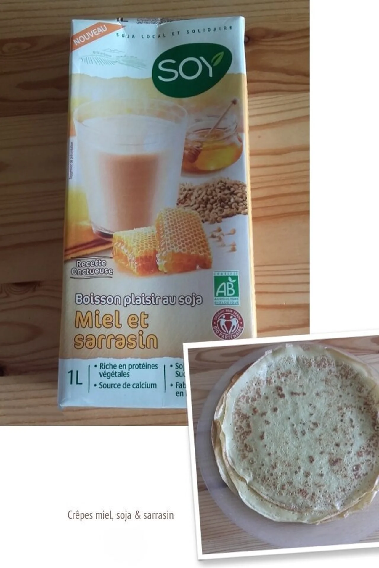 Crêpes miel, soja et sarrasin