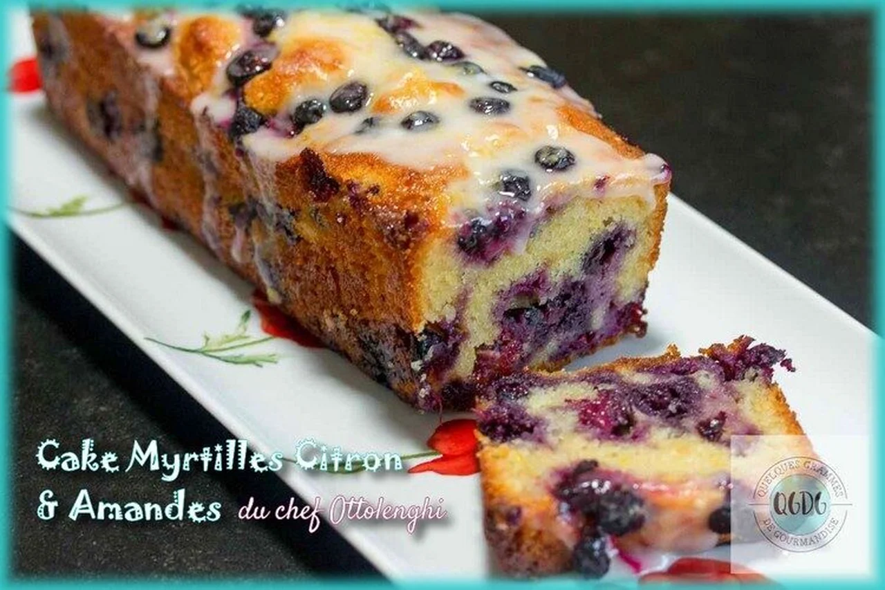 Cake aux myrtilles, citron et amandes