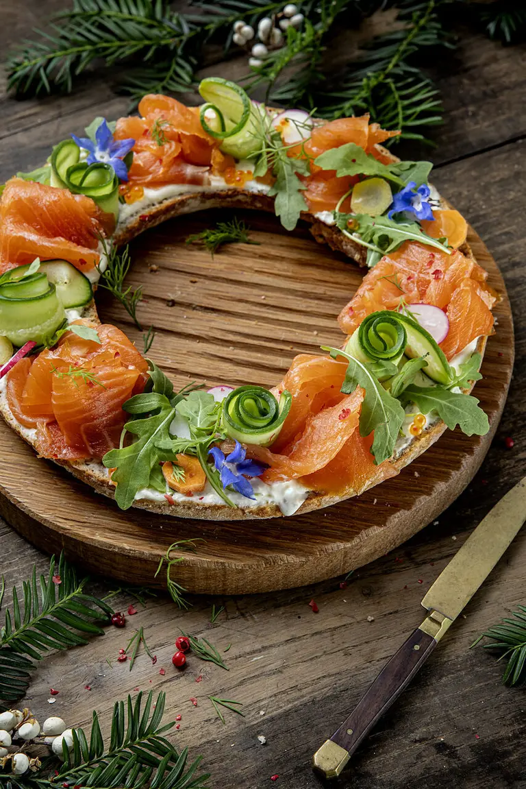 Couronne de Noël au saumon et soda bread irlandais