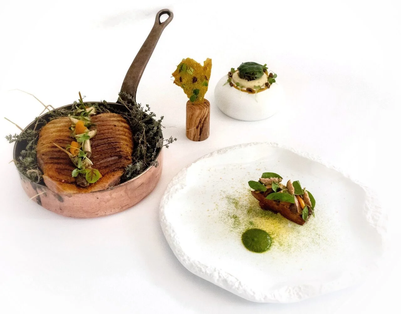 Canette à la bigarade et polenta