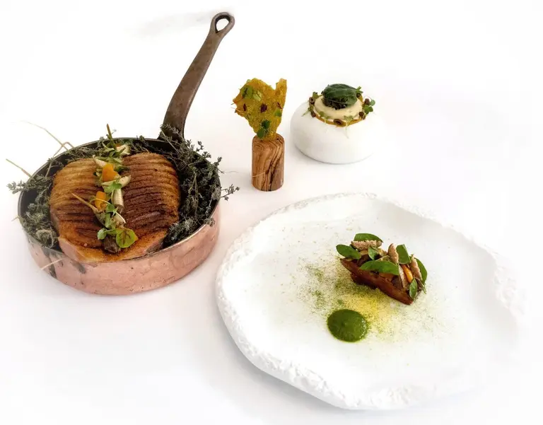 Canette à la bigarade et polenta