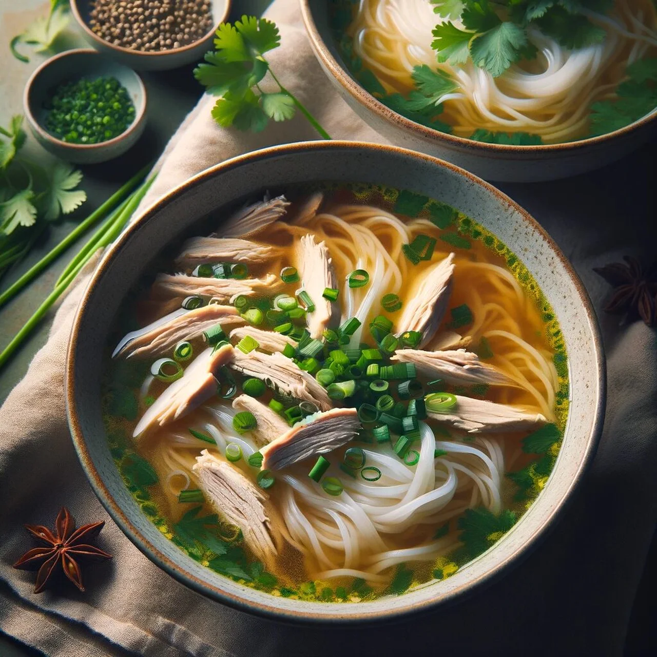 Pot-au-Pho épicé au poulet et aux nouilles