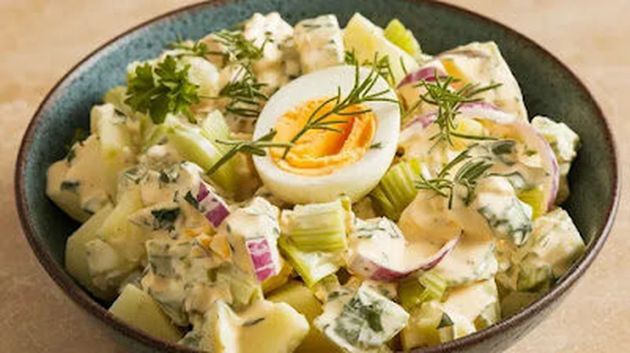 Salade de pommes de terre aux oeufs durs et fines herbes