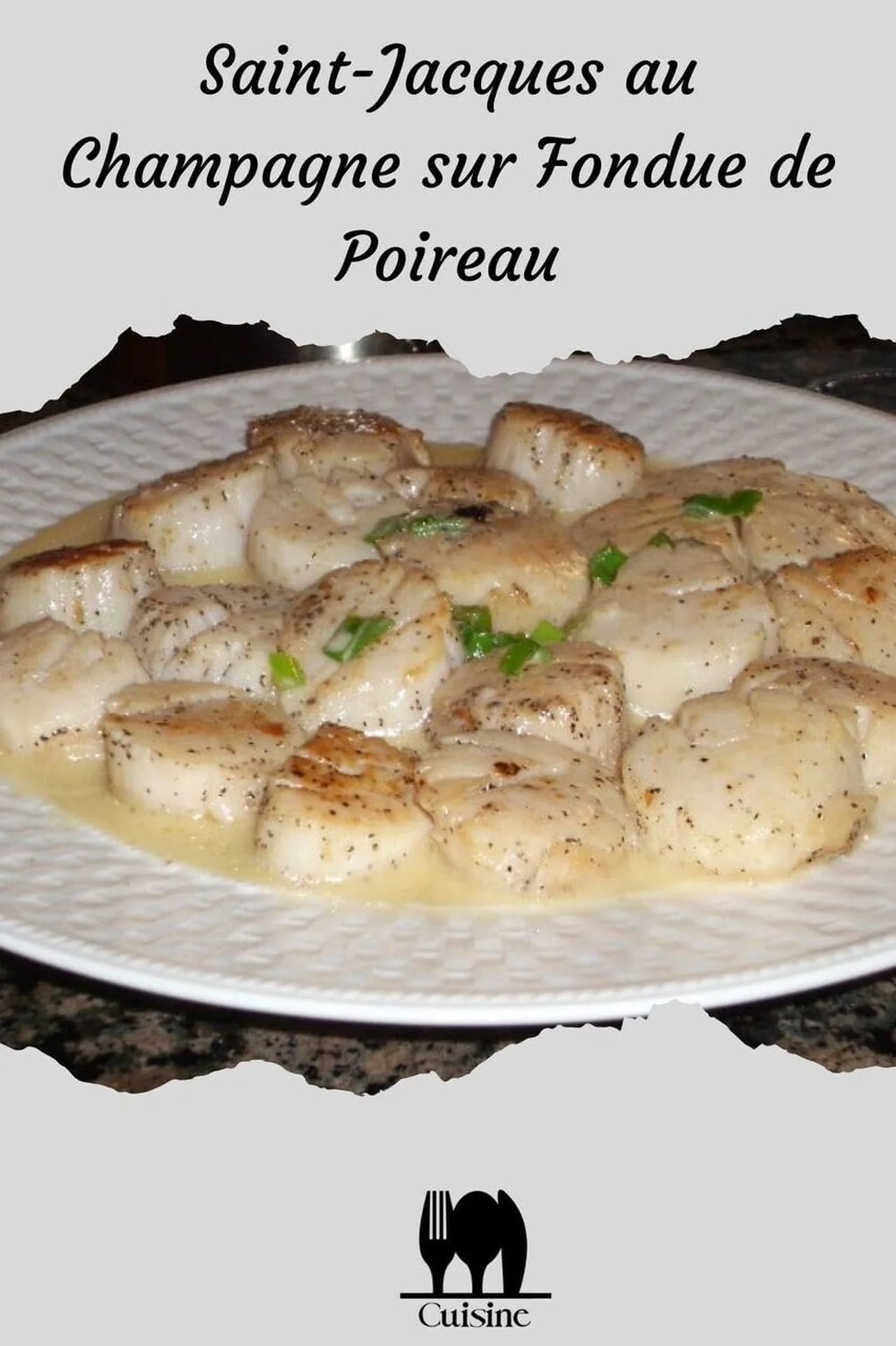 Saint-Jacques au Champagne sur fondue de poireau