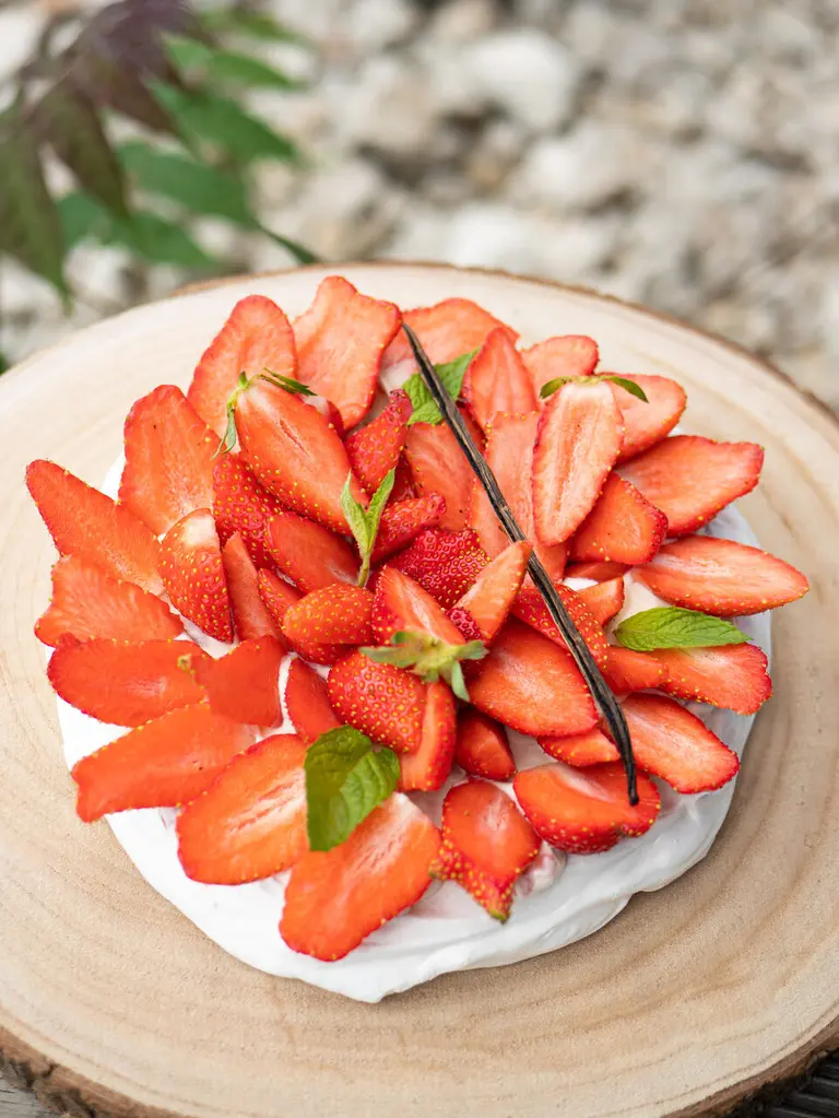 Pavlova aux fraises, chantilly mascarpone