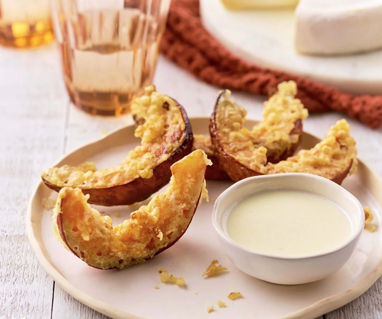 Tempura de courge, crème de Reblochon