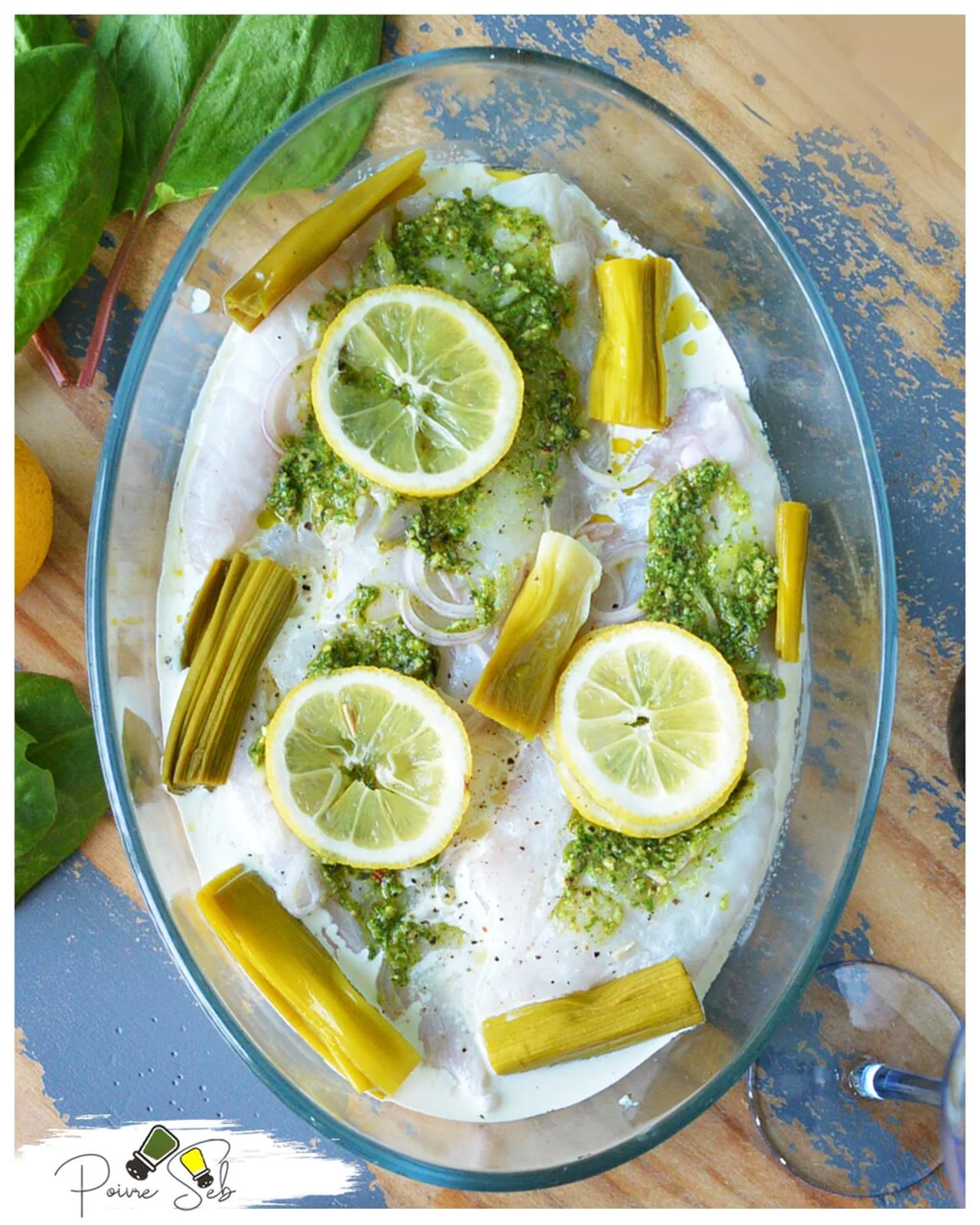 Dos de cabillaud au pesto d'oseille et sauce crémeuse