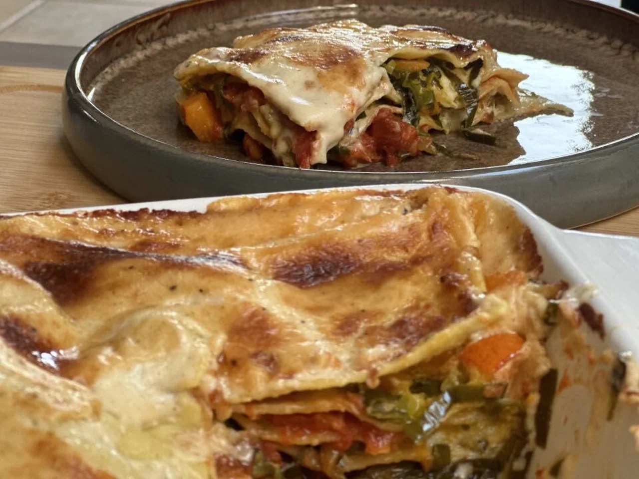 Lasagnes au potimarron et vert de poireaux