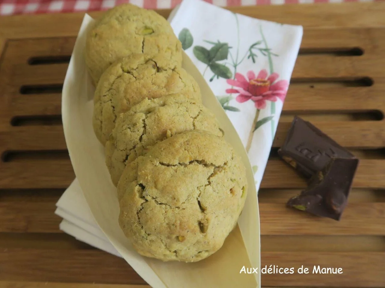 Cookies pistache cœur fondant chocolat noir
