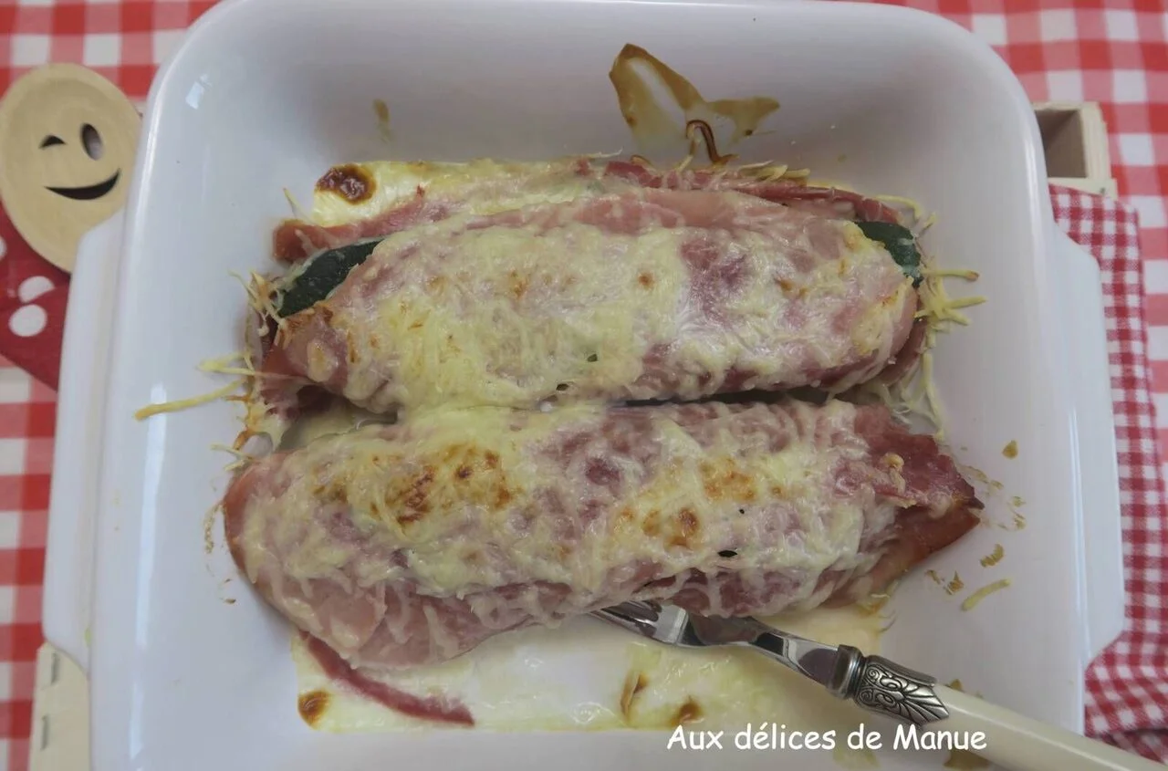 Courgette rôtie roulée au jambon et gratinée à l'Air Fryer