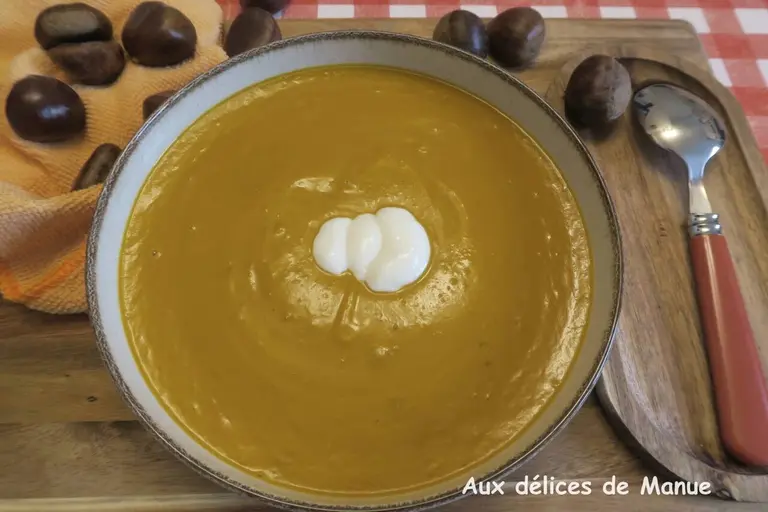 Velouté de potimarron et châtaignes