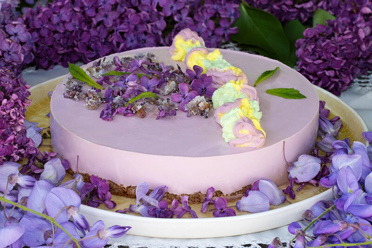 Cheesecake aux fleurs de lilas