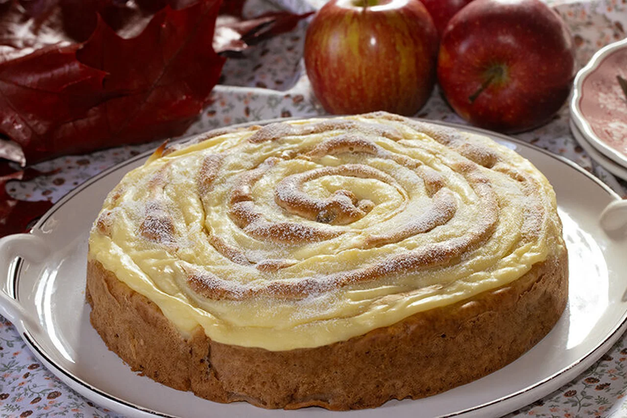 Gâteau tourbillon aux pommes et crème pâtissière