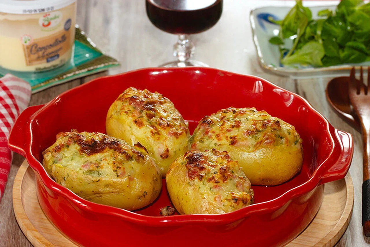 Pommes de terre farcies à la cancoillotte persillée