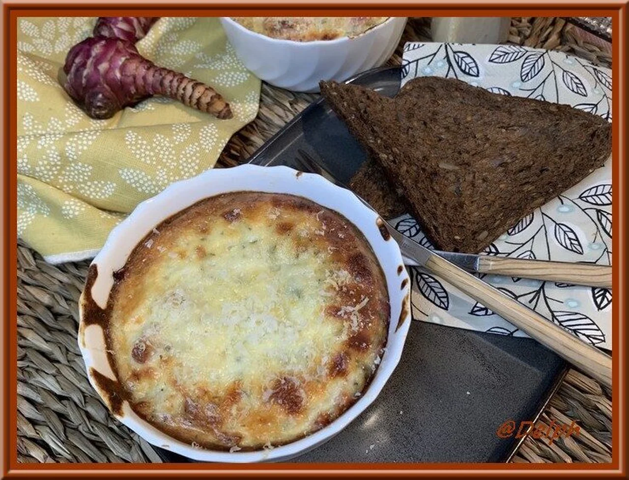 Gratin de topinambours aux lardons et parmesan