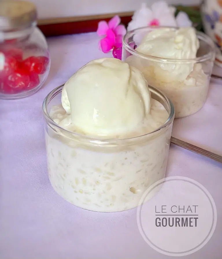 Riz au lait et glace à la vanille