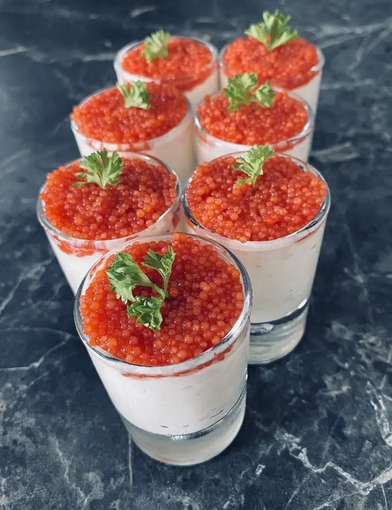 Verrines de faisselles au saumon fumé