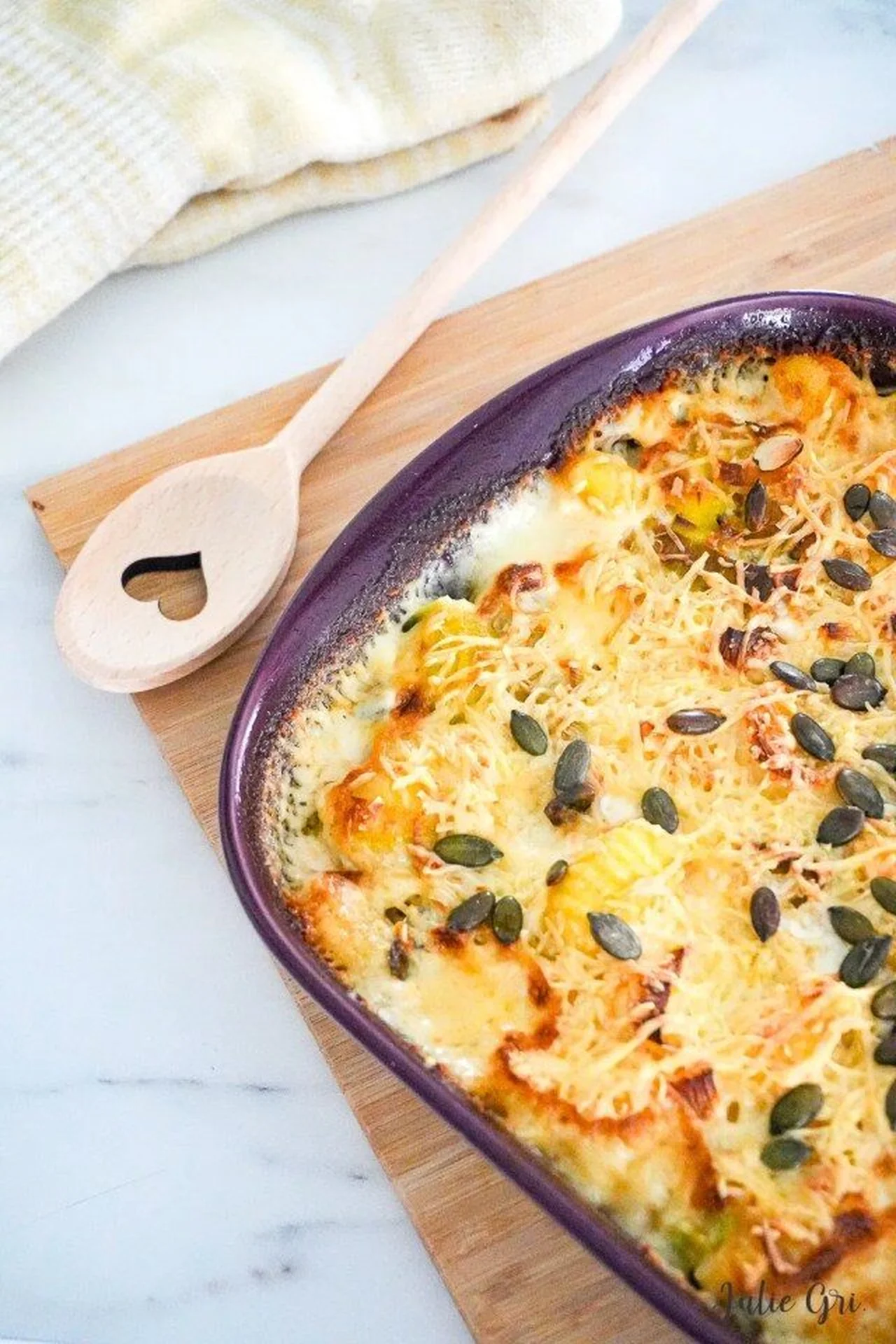 Gratin de gnocchis aux poireaux