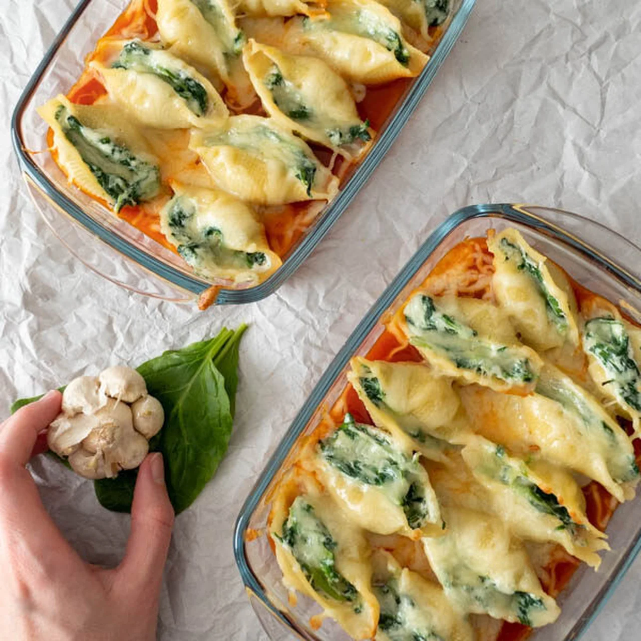 Gratin de pâtes à la ricotta et aux épinards