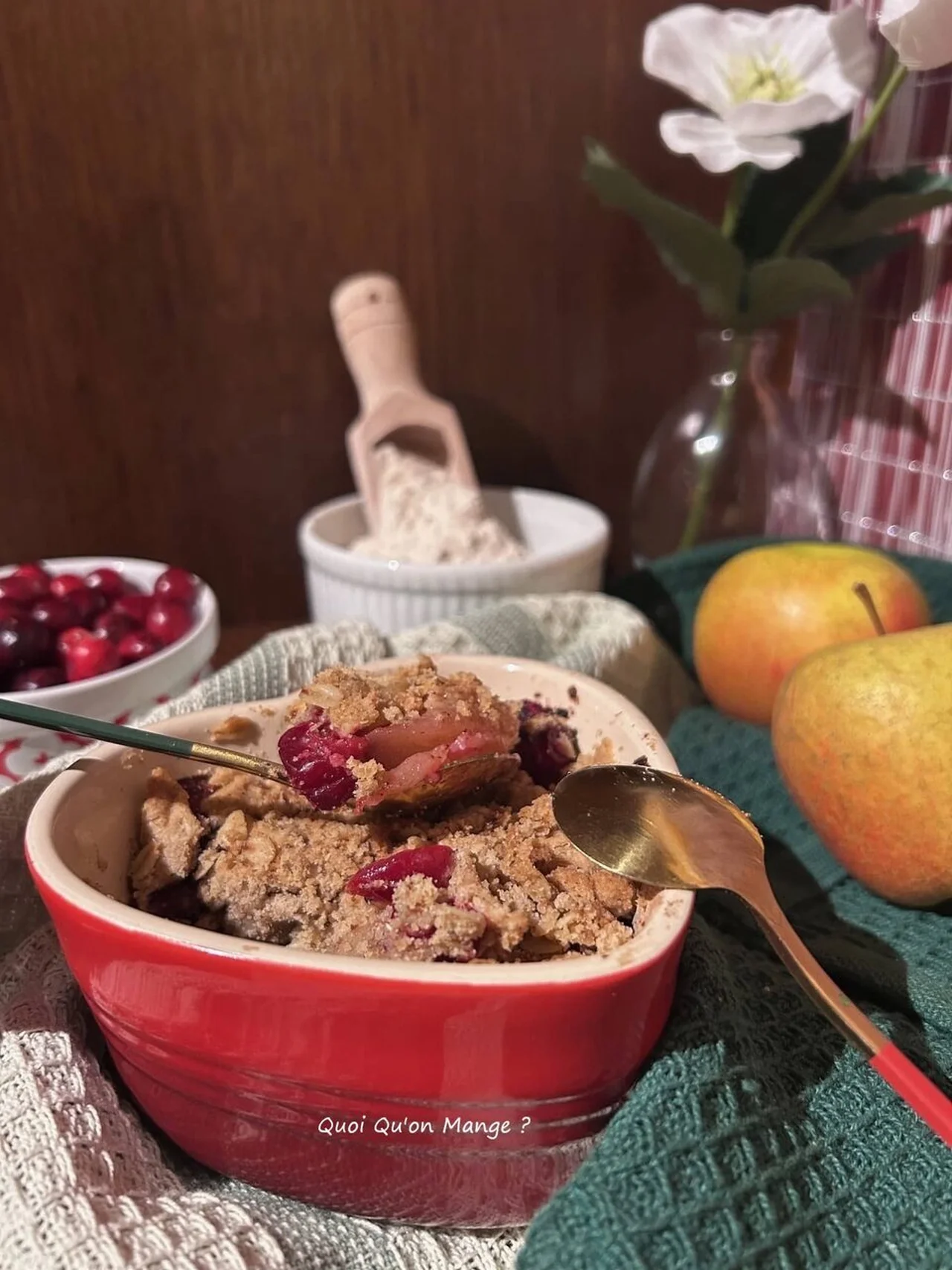 Crumble pommes et cranberries au sarrasin