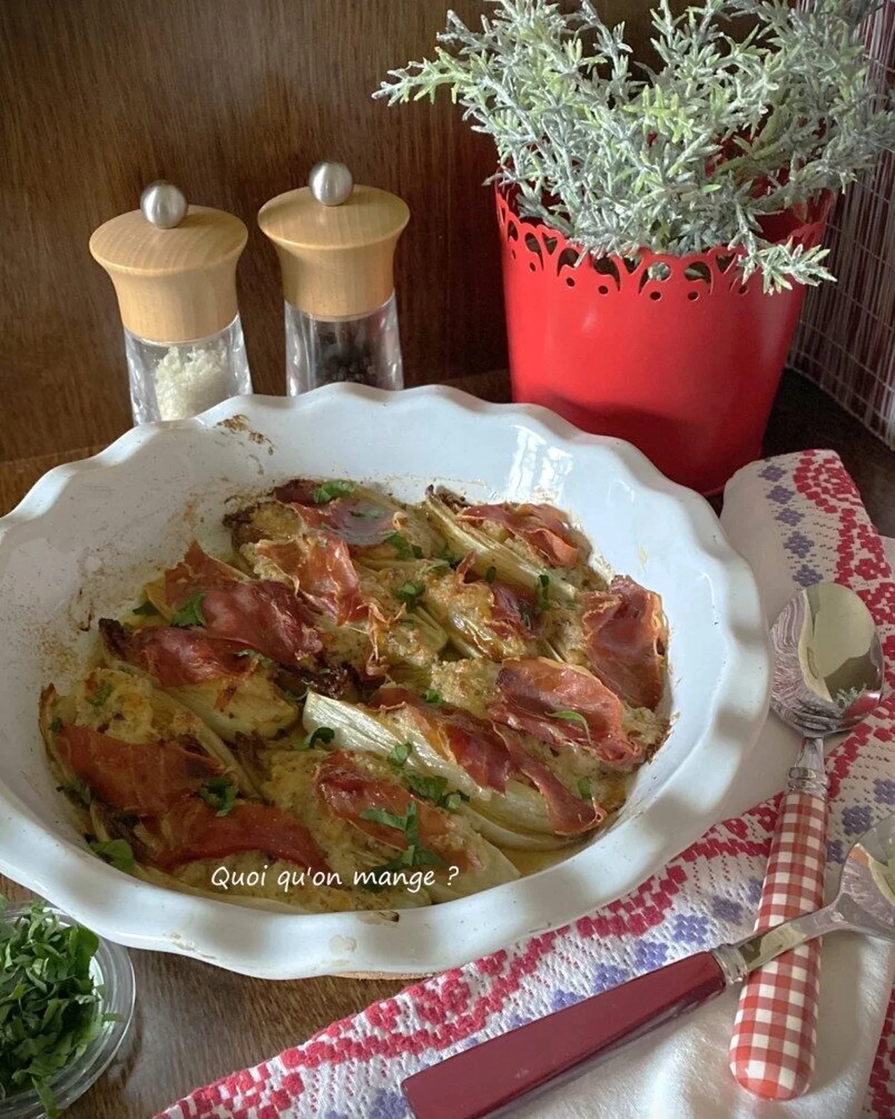 Endives caramélisées au jambon Serrano
