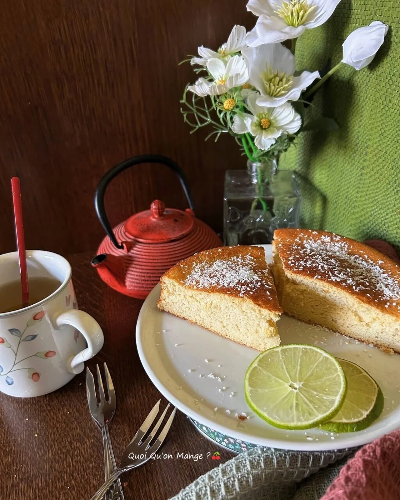 Gâteau à la cuiller parfumé au citron vert