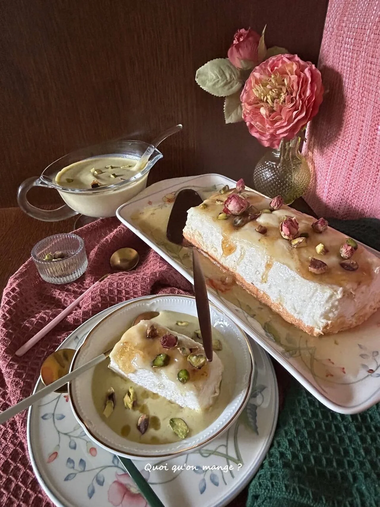 Gâteau neige comme une île flottante