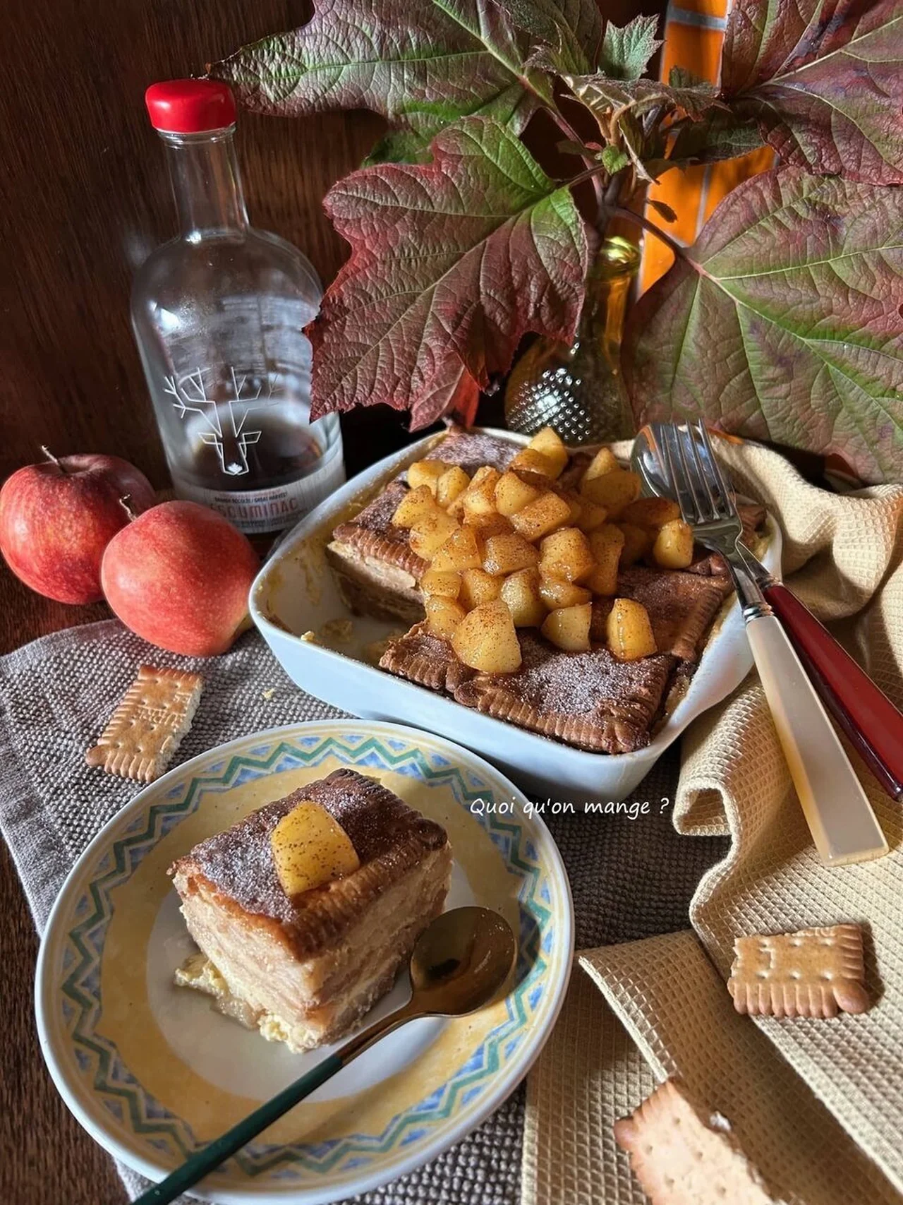 Gâteau pudding Petit-Beurre, pomme et sirop d'érable