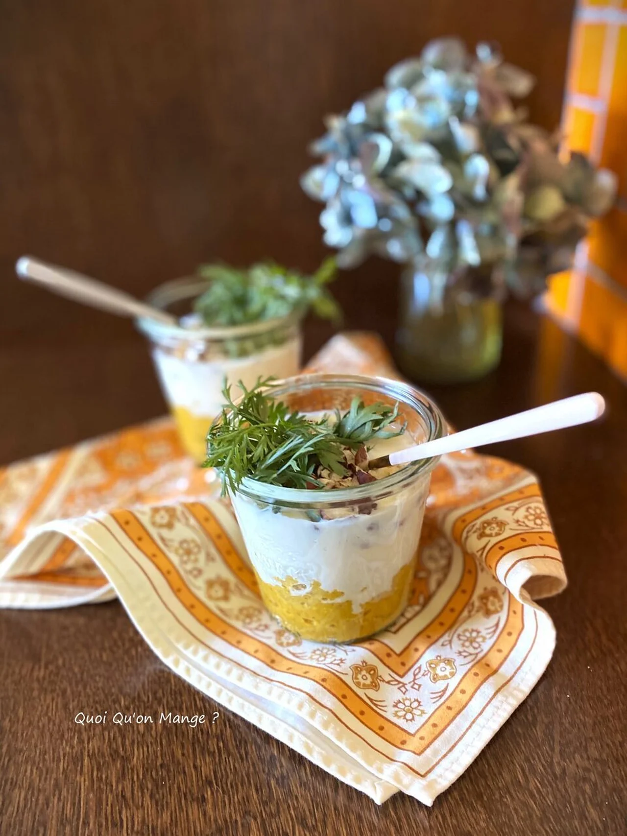 Mousse de carottes aux noisettes, crème de parmesan