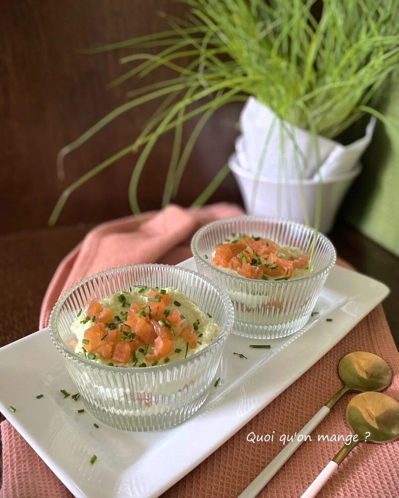 Verrines saumon fumé et avocat à la ricotta