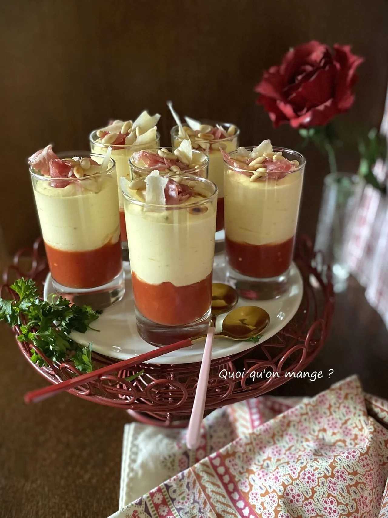 Verrines tiramisù tomates parmesan coppa