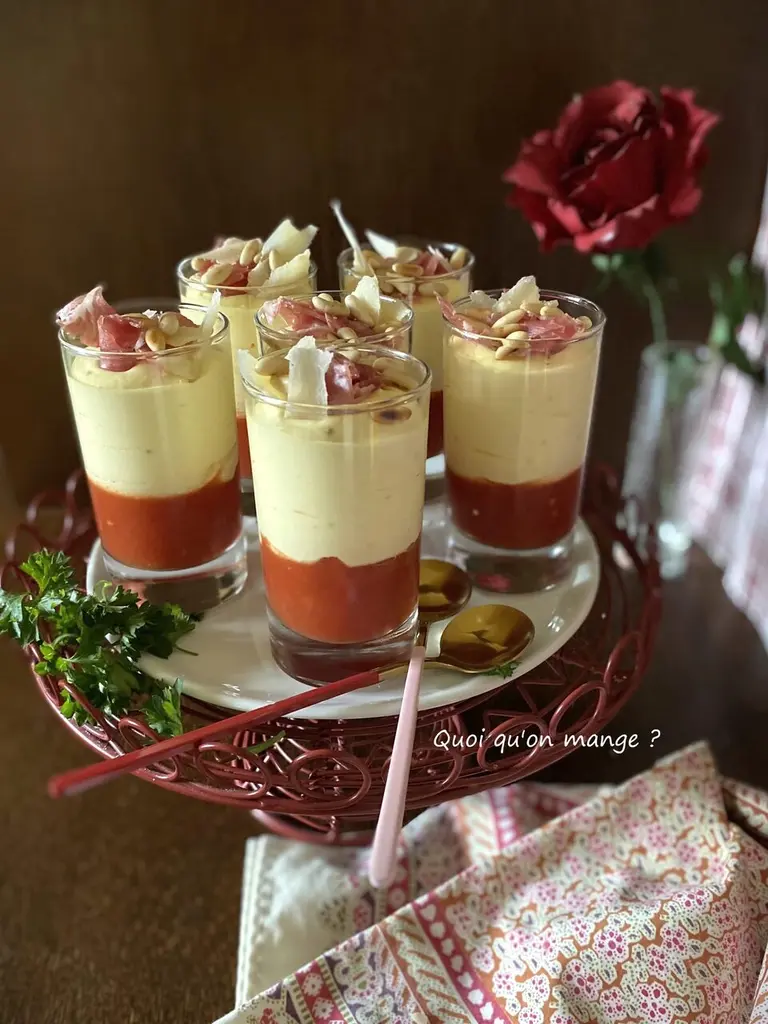 Verrines tiramisù tomates parmesan coppa