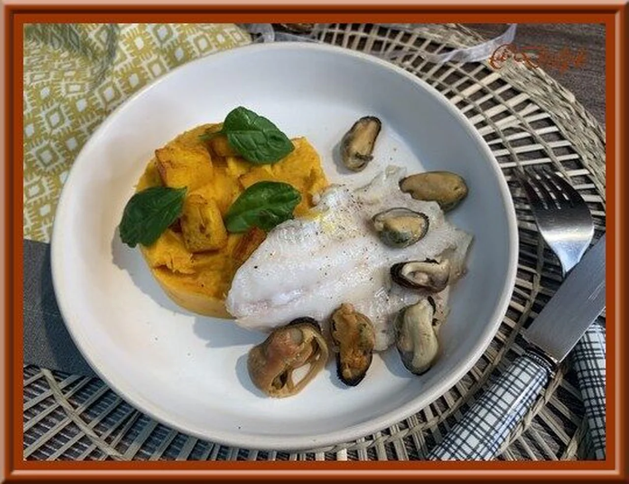 Purée de potimarron et filet d'églefin
