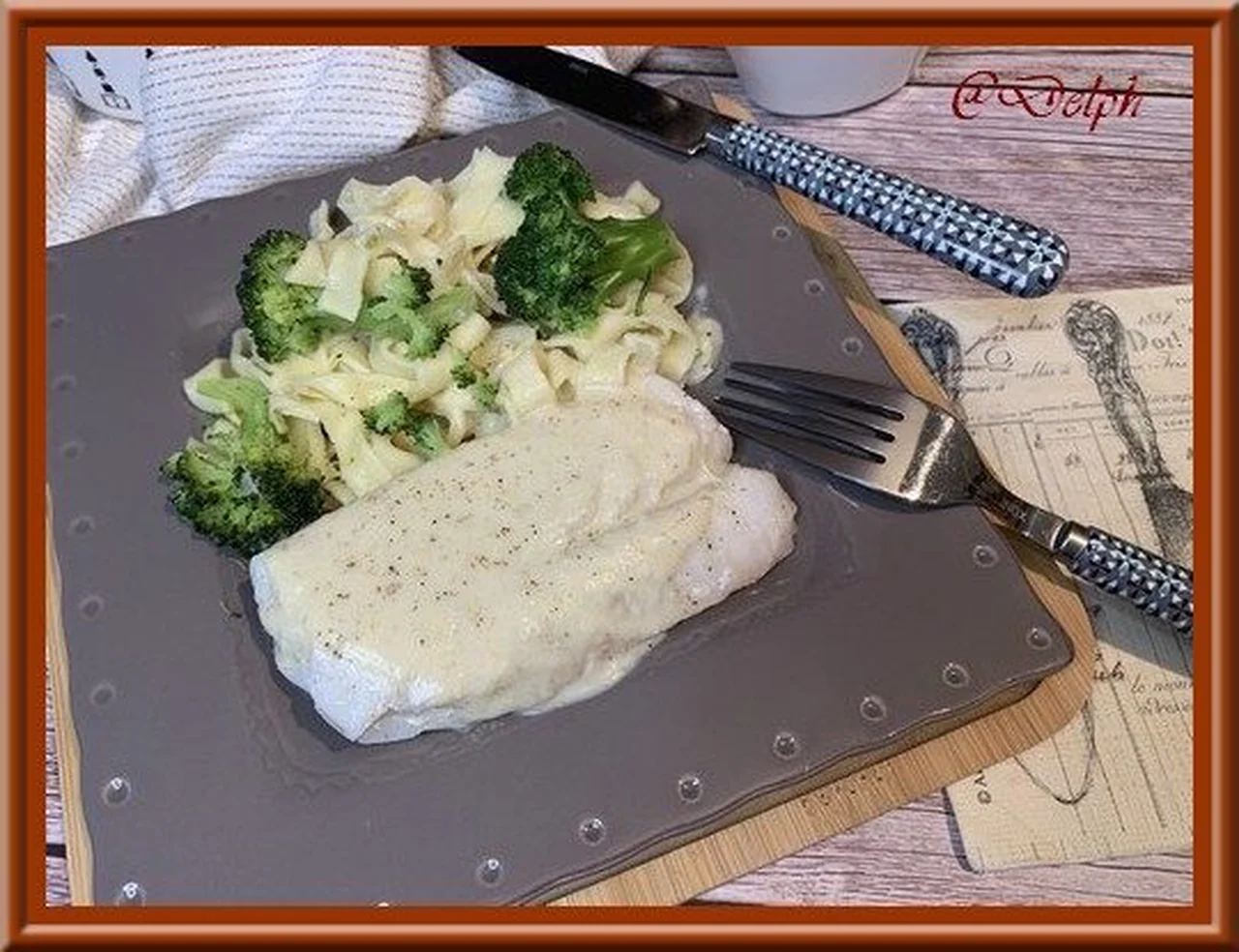 Tagliatelle, brocoli et cabillaud au curry vert