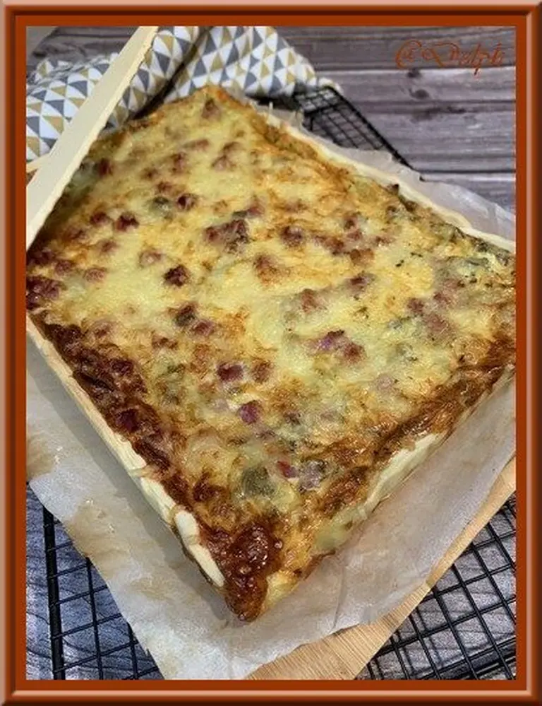Tarte aux champignons, poireau et jambon