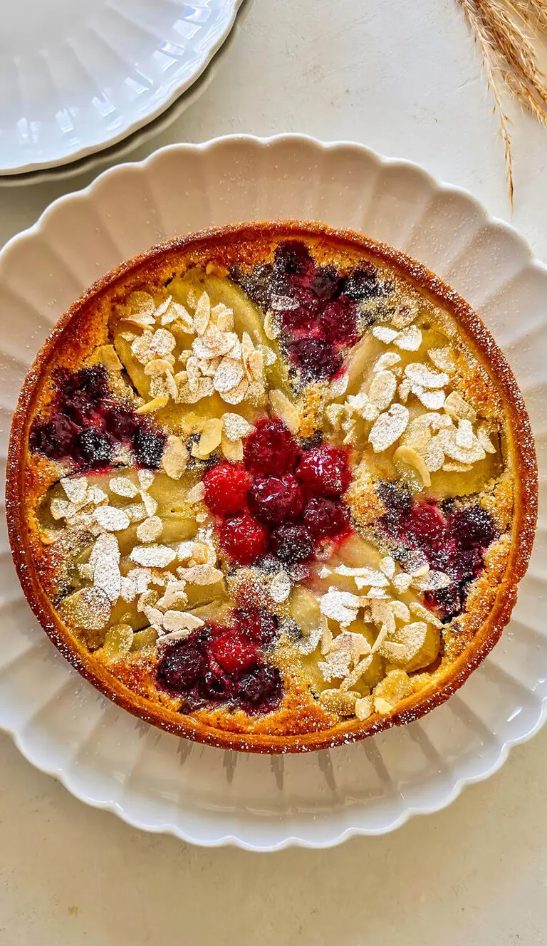 Tarte amandine poire framboises