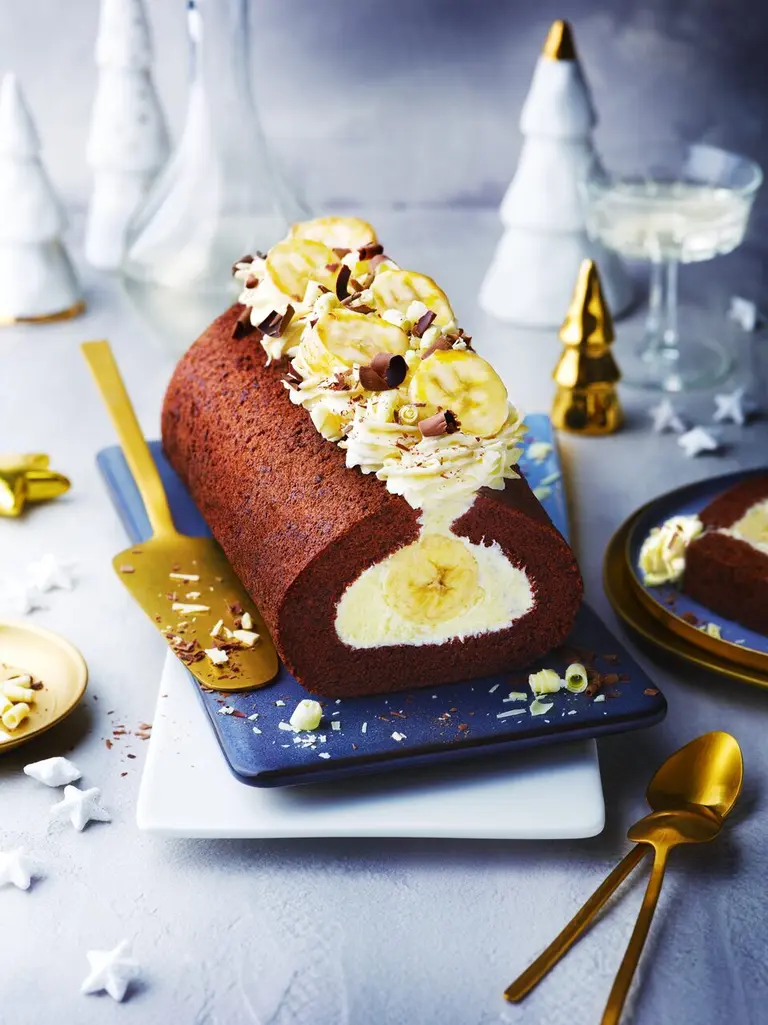 Bûche banane, chocolat et coco