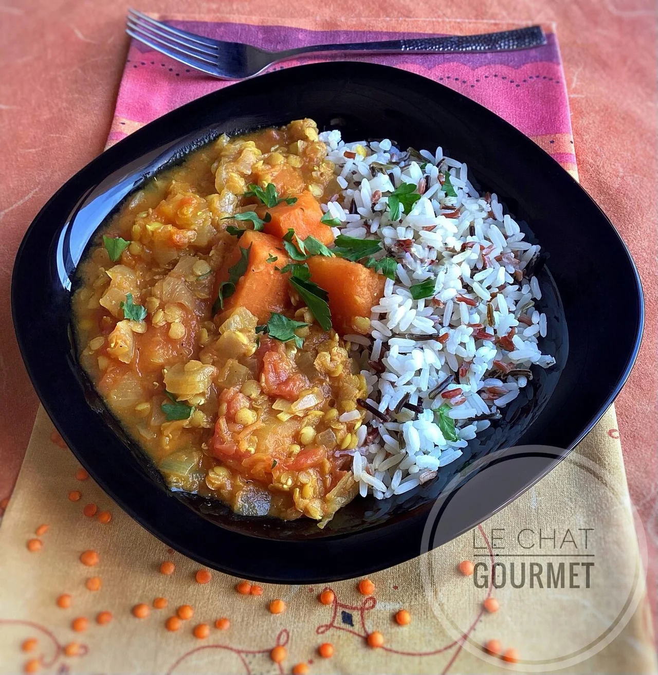 Dahl de lentilles corail et potimarron