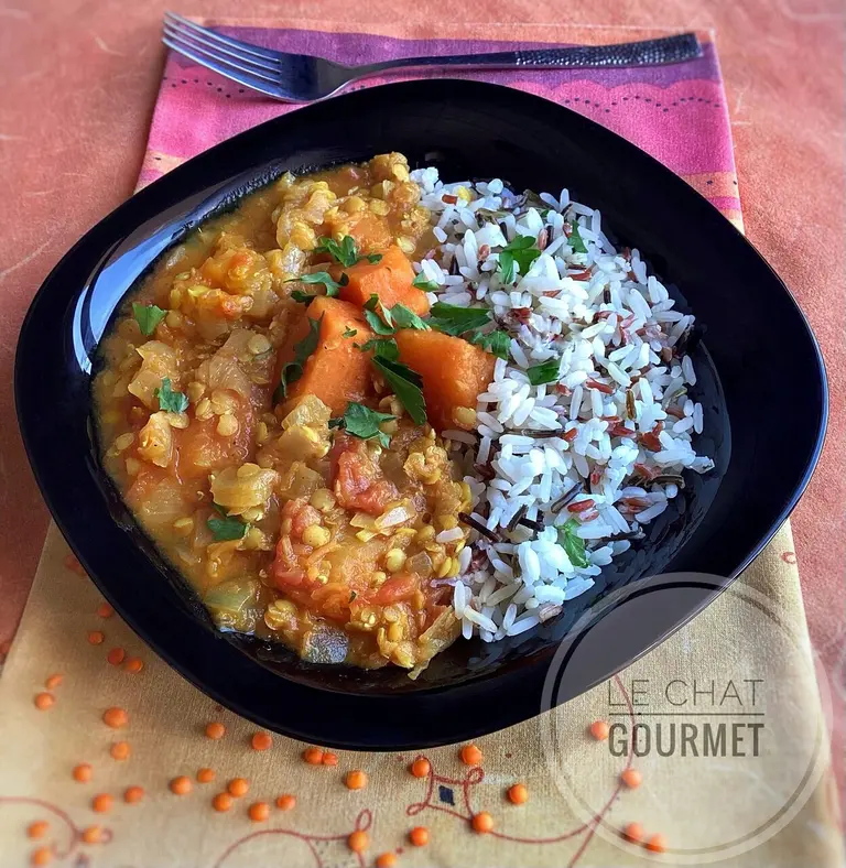 Dahl de lentilles corail et potimarron
