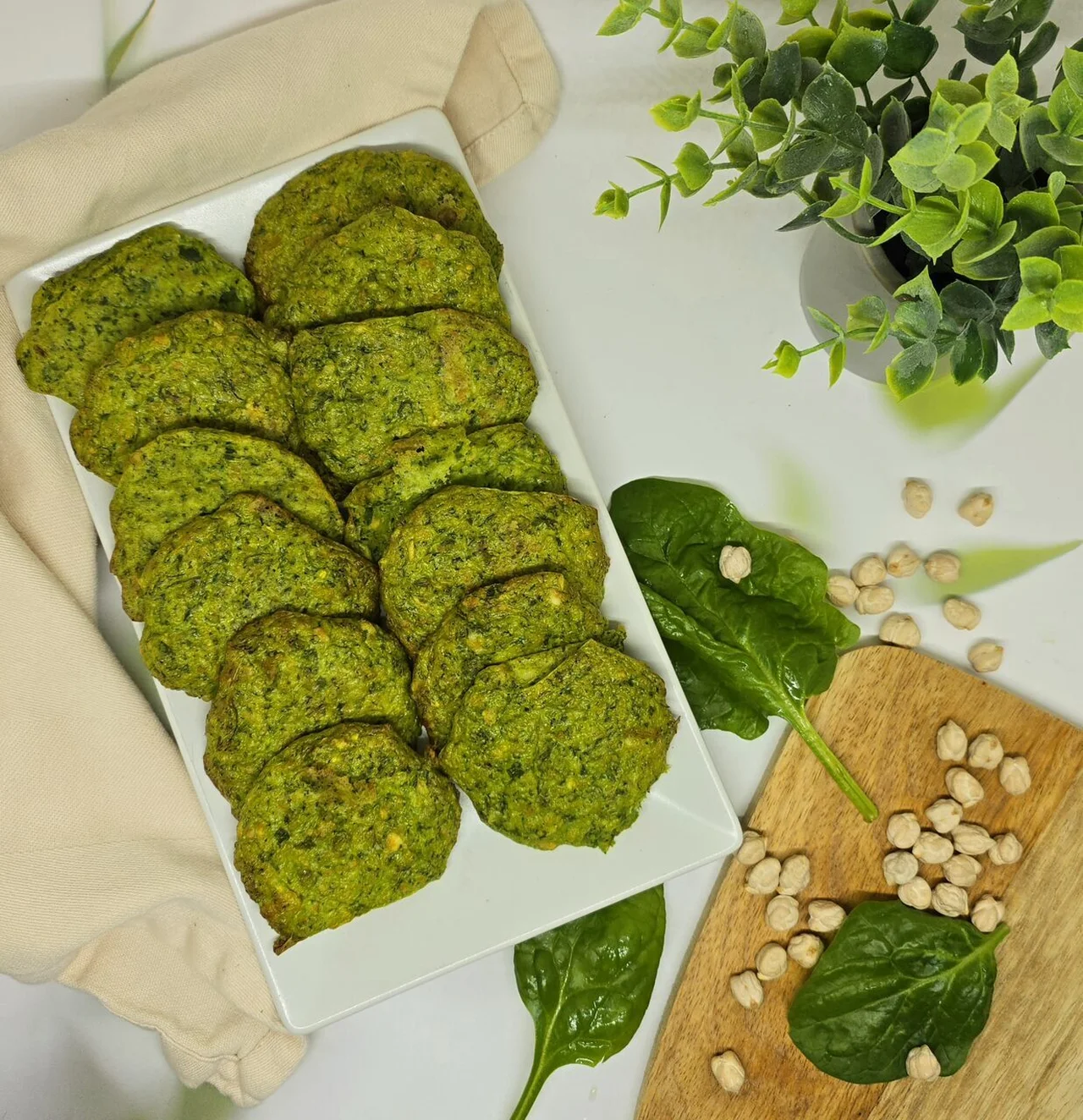 Galettes pois chiches, épinards et feta